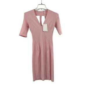 Helmut Lang V-Neck Mini Dress Back Cut-Out Short Sleeve Stretch Pink XSmall $335